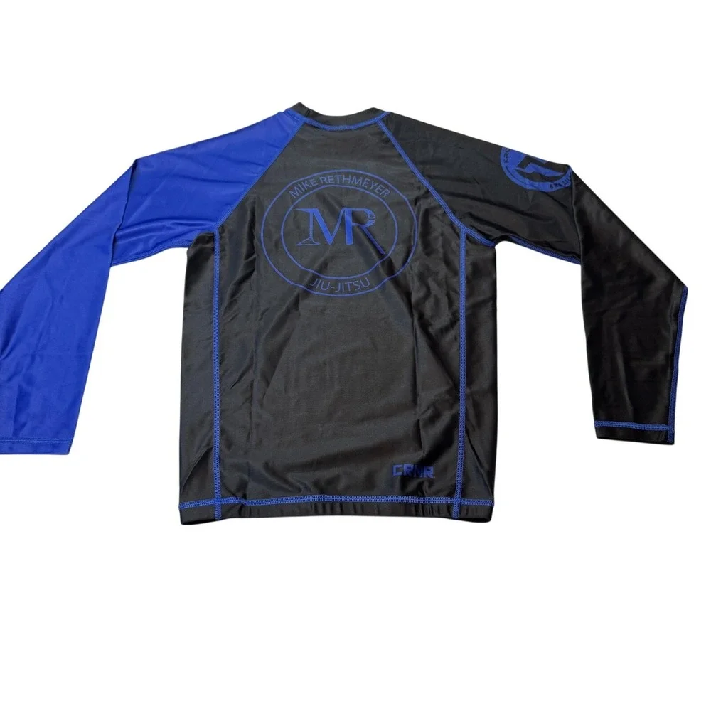 CRNR Combat Corner Long Sleeve Rash Guard Shirt Mens Small Blue BJJ Jiu Jitsu‎